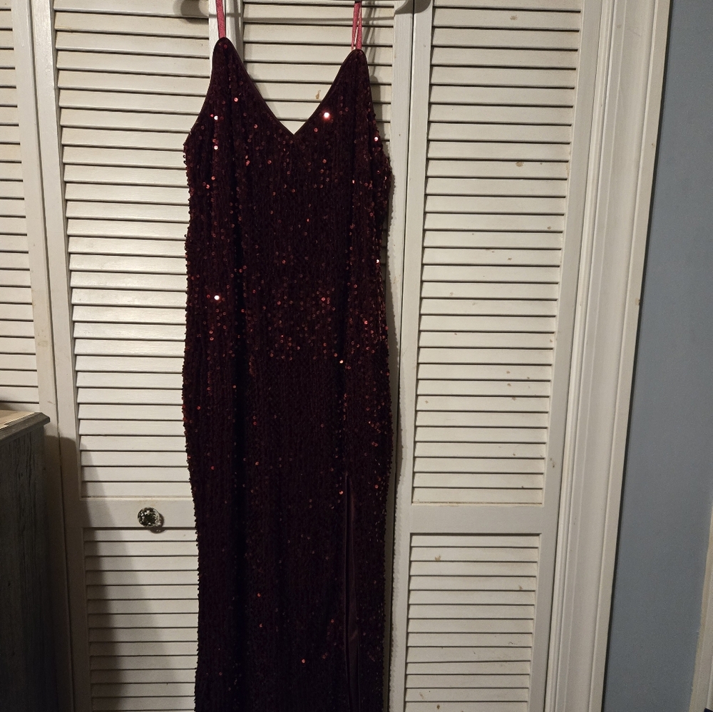 Red Sequin Slip Dress with Spaghetti Straps